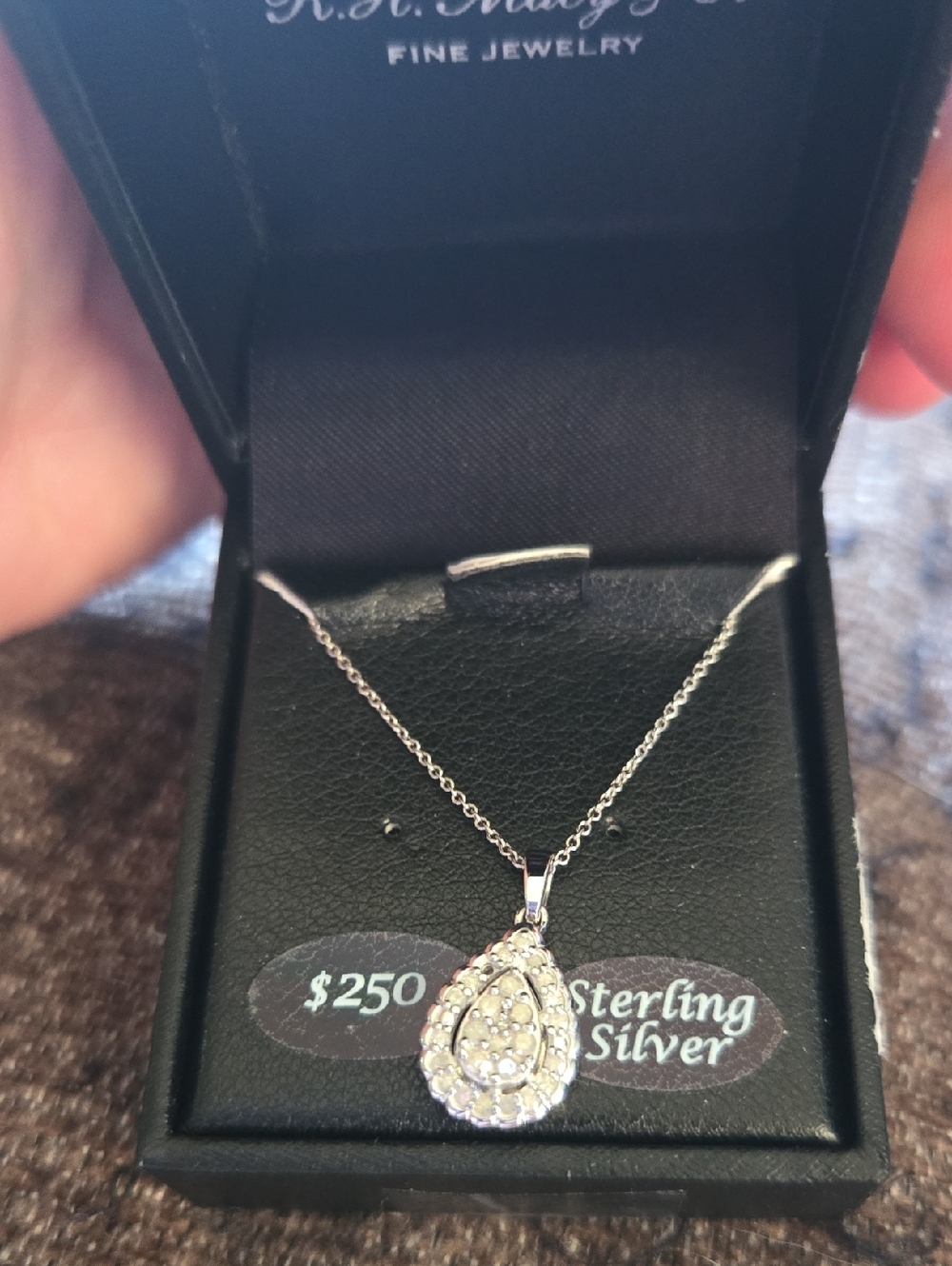 Macy's Sterling Silver CZ Teardrop Pendant Necklace NWT✨️
